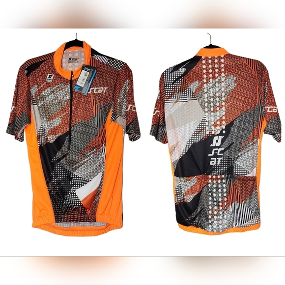 NWT SCAT Half Zip Cycling Jersey. Orange black. Men's size Large. - Picture 1 of 16